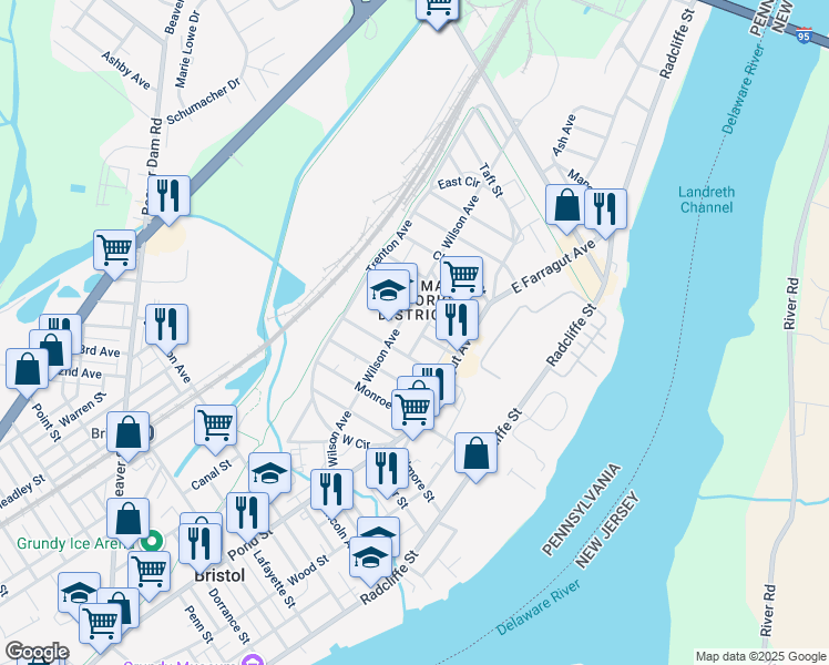 map of restaurants, bars, coffee shops, grocery stores, and more near 1719 Benson Place in Bristol