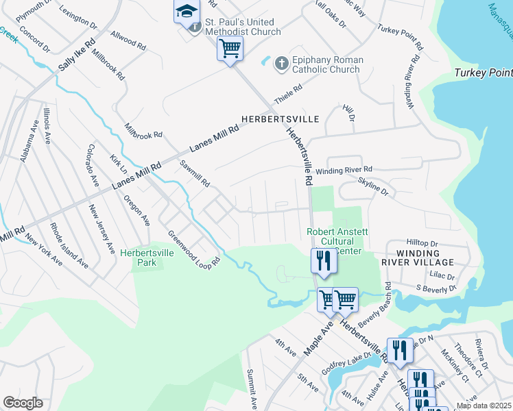 map of restaurants, bars, coffee shops, grocery stores, and more near 81 Sawmill Road in Brick Township