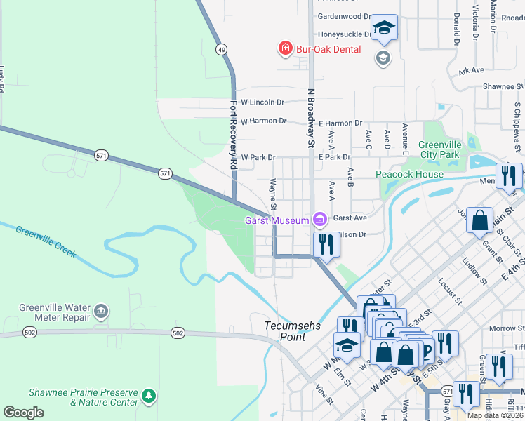 map of restaurants, bars, coffee shops, grocery stores, and more near in Greenville