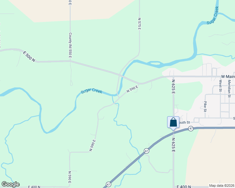 map of restaurants, bars, coffee shops, grocery stores, and more near 2970 North 575 East in Crawfordsville
