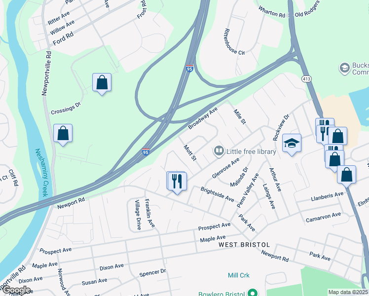map of restaurants, bars, coffee shops, grocery stores, and more near 3100 Midway Lane in Bristol