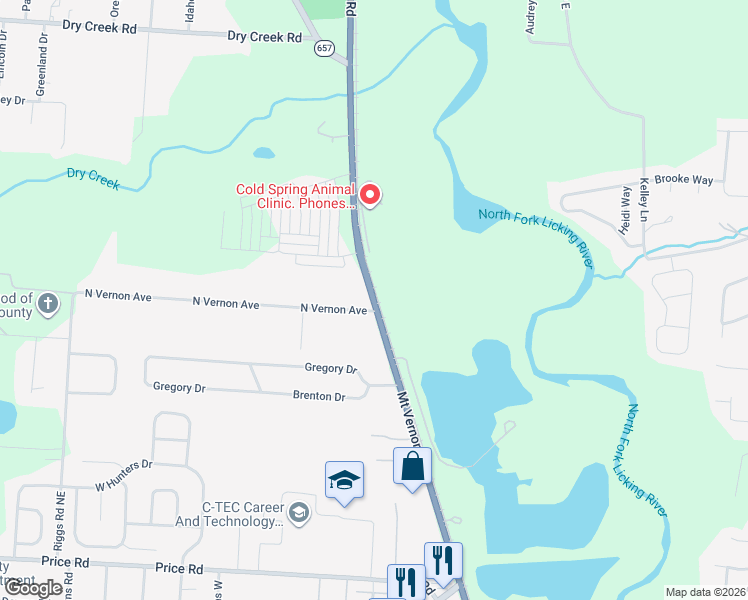 map of restaurants, bars, coffee shops, grocery stores, and more near 1914 Mount Vernon Road in Newark