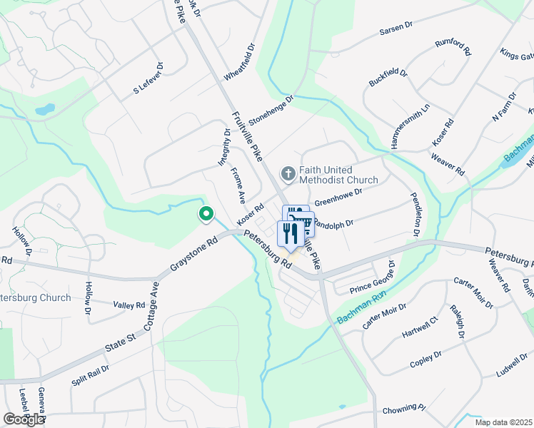 map of restaurants, bars, coffee shops, grocery stores, and more near 561 Burnham Court in Lancaster