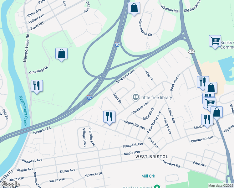 map of restaurants, bars, coffee shops, grocery stores, and more near 3100 Midway Lane in Bristol