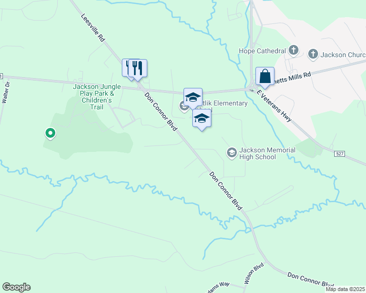 map of restaurants, bars, coffee shops, grocery stores, and more near 1 Susie Lane in Jackson Township