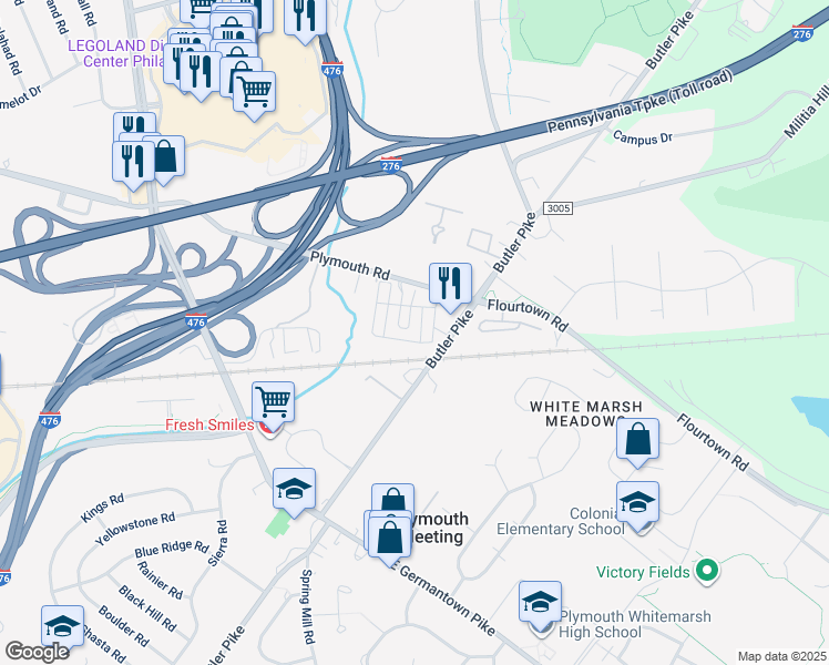 map of restaurants, bars, coffee shops, grocery stores, and more near 209 Juniper Street in Plymouth Meeting