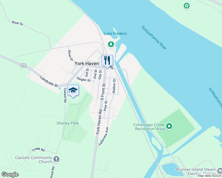 map of restaurants, bars, coffee shops, grocery stores, and more near 59 South Front Street in York Haven
