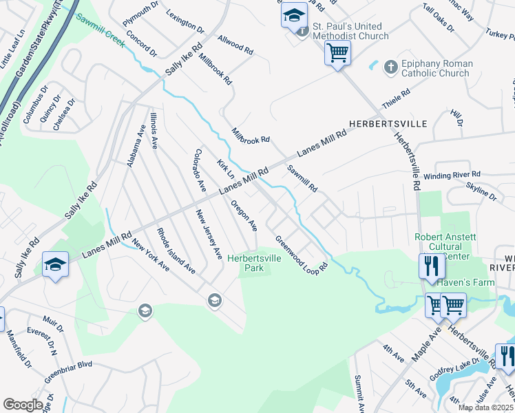 map of restaurants, bars, coffee shops, grocery stores, and more near 70 Greenwood Loop Road in Brick Township