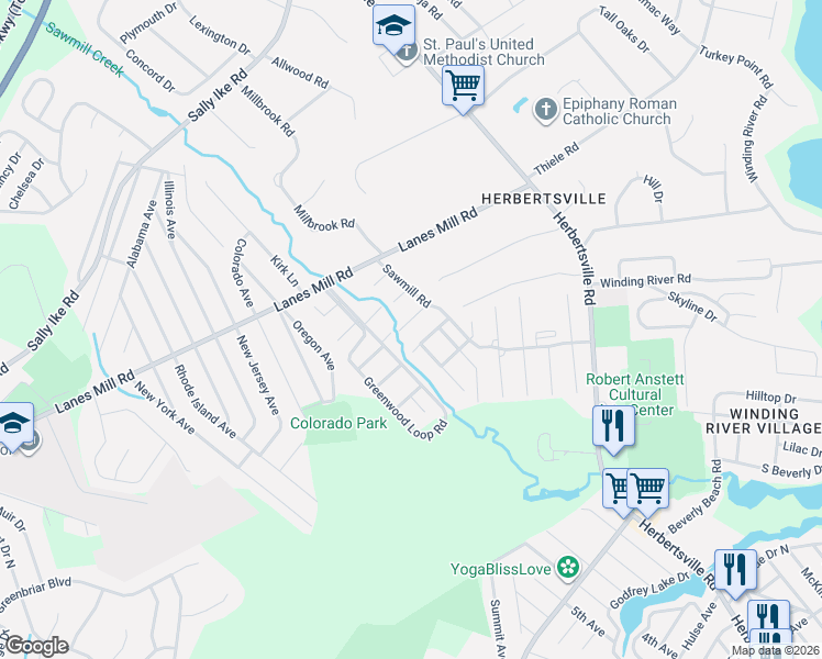 map of restaurants, bars, coffee shops, grocery stores, and more near 1152 Sawmill Road in Brick Township