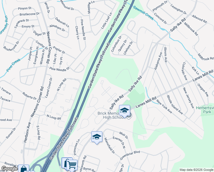map of restaurants, bars, coffee shops, grocery stores, and more near 159 Briar Mills Drive in Brick Township