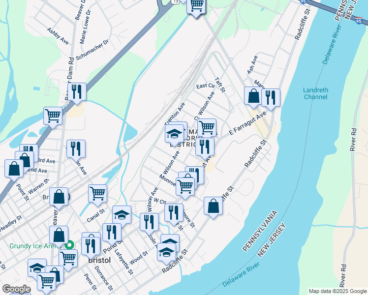 map of restaurants, bars, coffee shops, grocery stores, and more near 1804 Wilson Avenue in Bristol