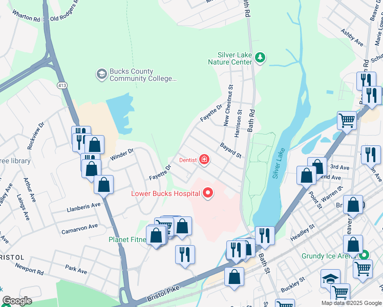 map of restaurants, bars, coffee shops, grocery stores, and more near 907 Merlin Street in Bristol