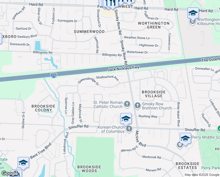 map of restaurants, bars, coffee shops, grocery stores, and more near 1952 Queensbridge Drive in Columbus