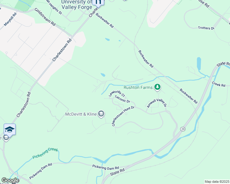 map of restaurants, bars, coffee shops, grocery stores, and more near 177 Lewisville Court in Phoenixville