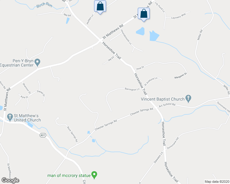 map of restaurants, bars, coffee shops, grocery stores, and more near 42 Barrington Lane in Chester Springs