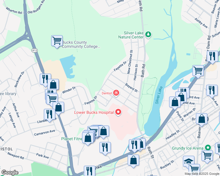 map of restaurants, bars, coffee shops, grocery stores, and more near 907 Merlin Street in Bristol