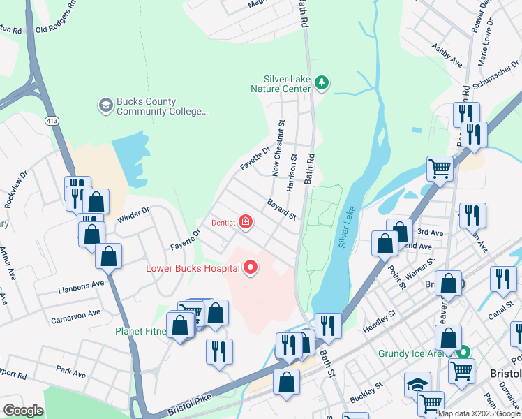map of restaurants, bars, coffee shops, grocery stores, and more near 901 Fairview Avenue in Bristol