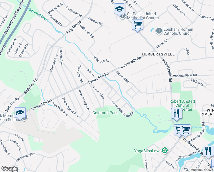 map of restaurants, bars, coffee shops, grocery stores, and more near 70 Greenwood Loop Road in Brick Township