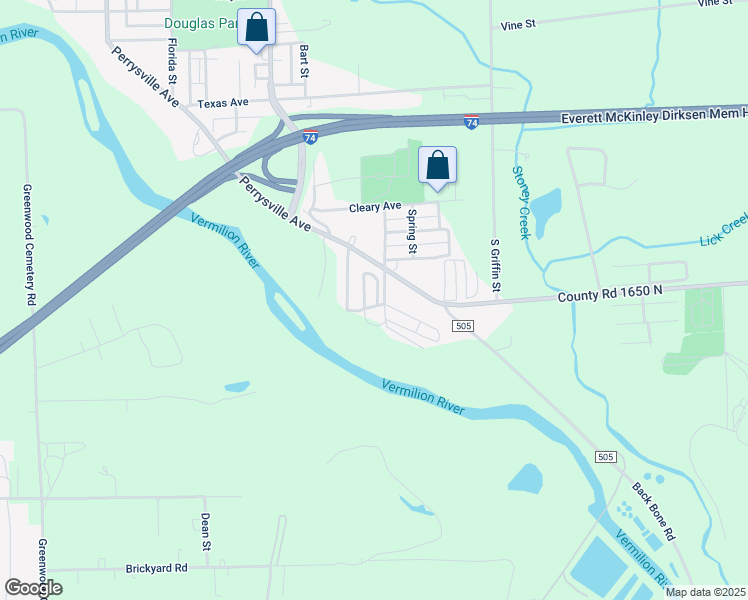 map of restaurants, bars, coffee shops, grocery stores, and more near 1 Grand Circle in Danville