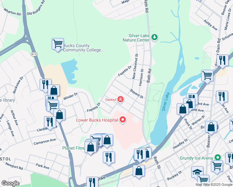 map of restaurants, bars, coffee shops, grocery stores, and more near 906 Merlin Street in Bristol