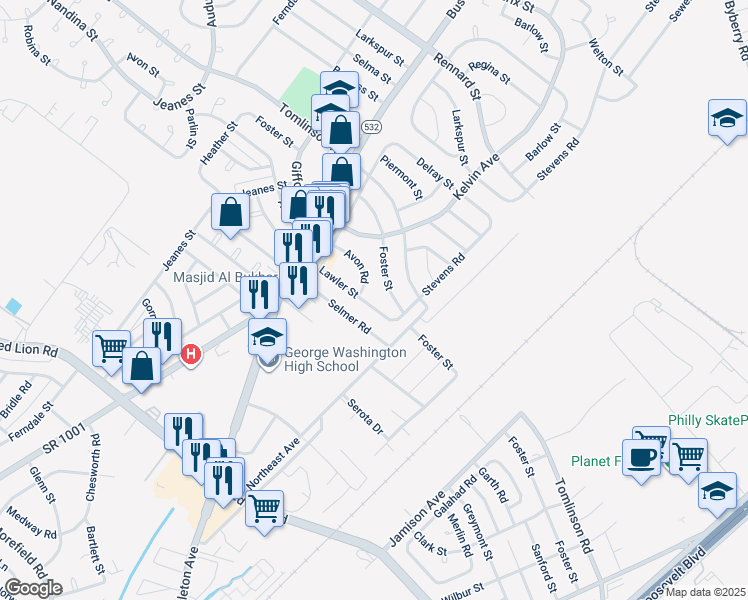 map of restaurants, bars, coffee shops, grocery stores, and more near 831 Lawler St in Philadelphia