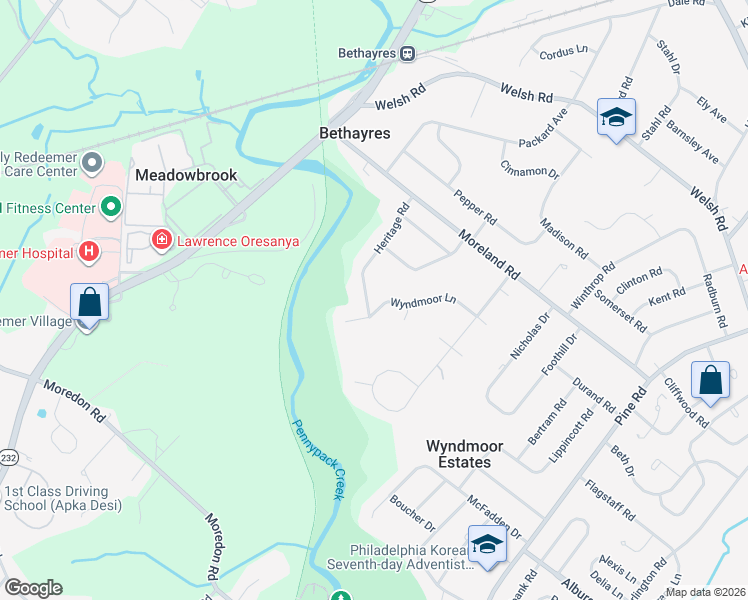 map of restaurants, bars, coffee shops, grocery stores, and more near 1865 Heritage Road in Montgomery County
