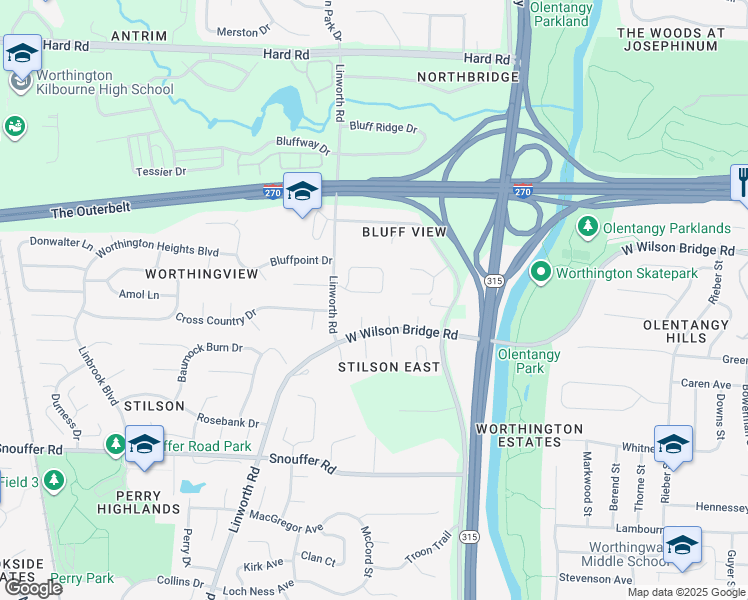 map of restaurants, bars, coffee shops, grocery stores, and more near 897 Thomas Joseph Lane in Columbus