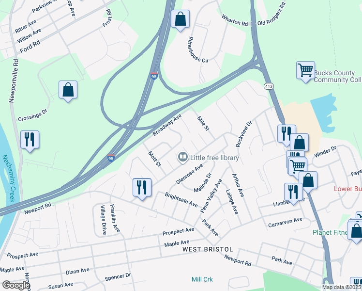 map of restaurants, bars, coffee shops, grocery stores, and more near 3118 Fairway Avenue in Bristol