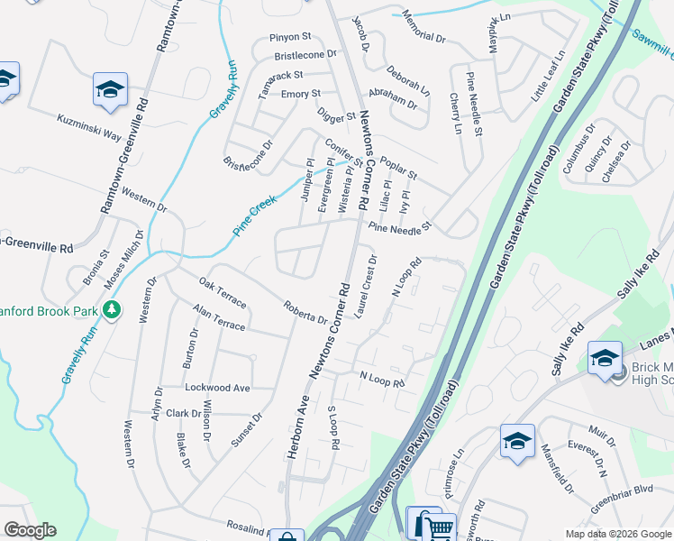 map of restaurants, bars, coffee shops, grocery stores, and more near 23 Newtons Corner Road in Howell Township