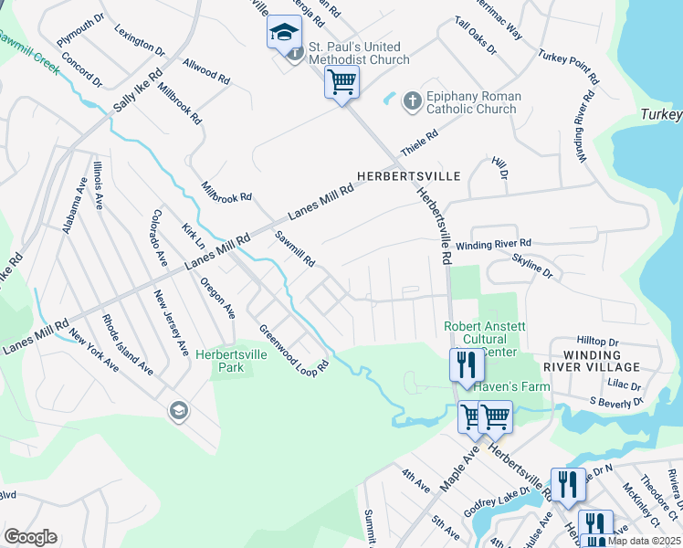 map of restaurants, bars, coffee shops, grocery stores, and more near 630 Windcrest Court in Brick Township