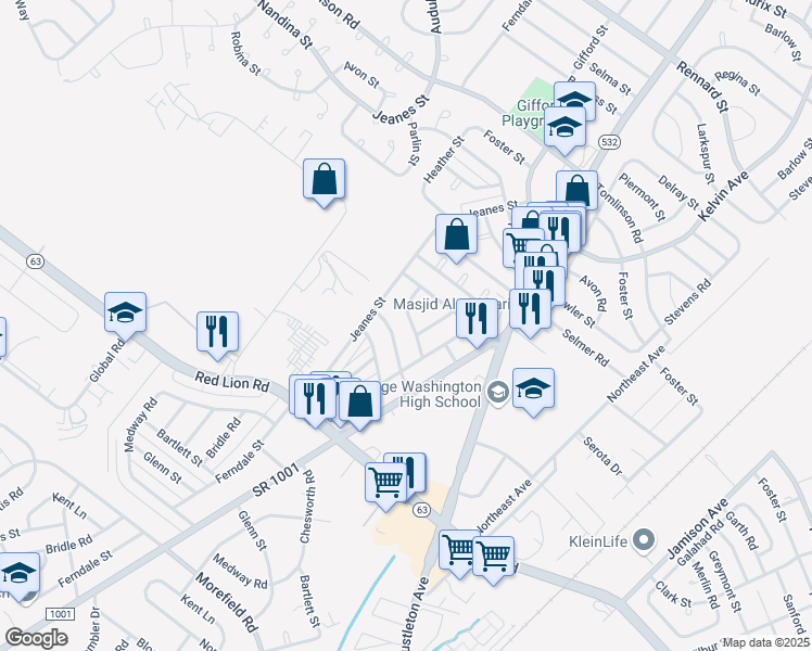 map of restaurants, bars, coffee shops, grocery stores, and more near 732 Kentwood Street in Philadelphia