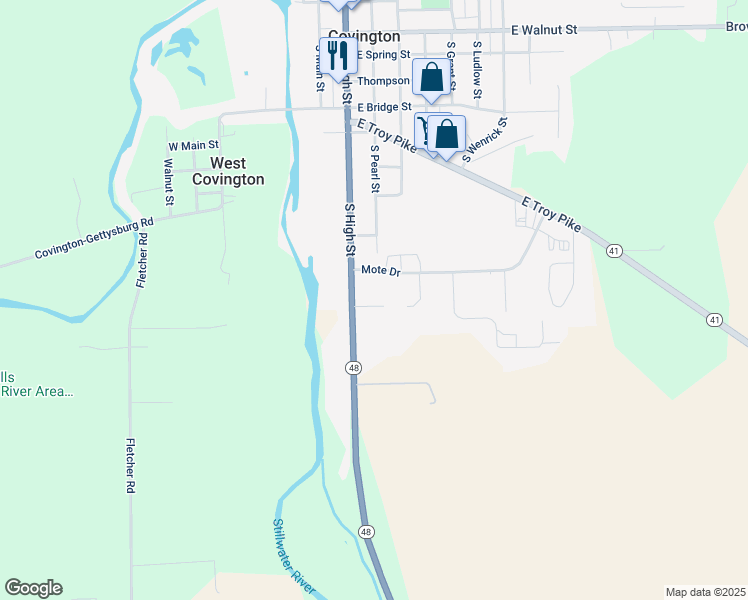 map of restaurants, bars, coffee shops, grocery stores, and more near 7 Julie Court in Covington