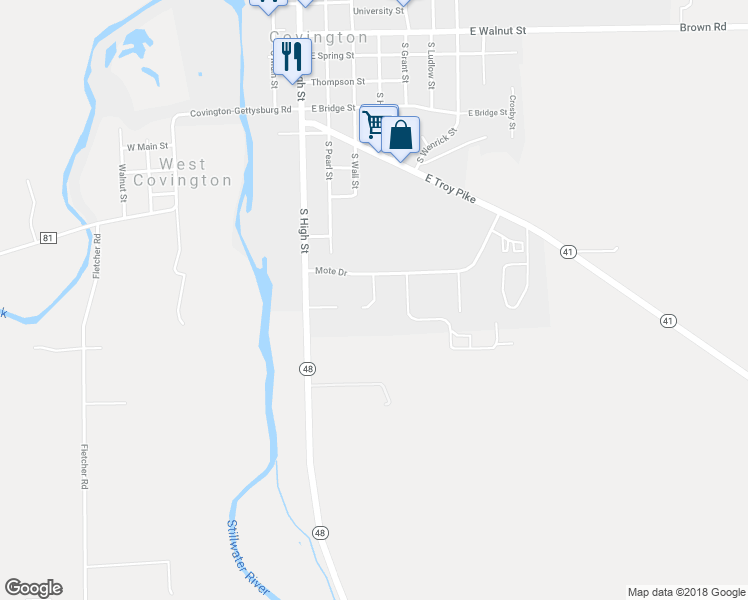map of restaurants, bars, coffee shops, grocery stores, and more near 113 Regency Court in Covington