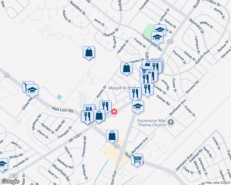 map of restaurants, bars, coffee shops, grocery stores, and more near 755 Kentwood St in Philadelphia