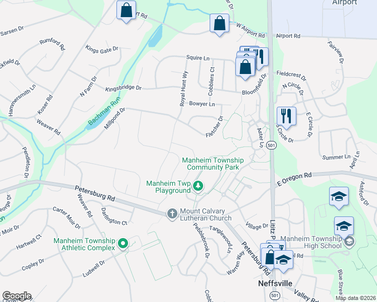 map of restaurants, bars, coffee shops, grocery stores, and more near in Neffsville
