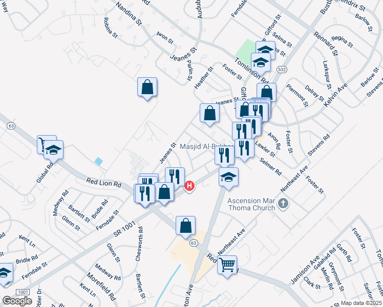 map of restaurants, bars, coffee shops, grocery stores, and more near 755 Kentwood St in Philadelphia