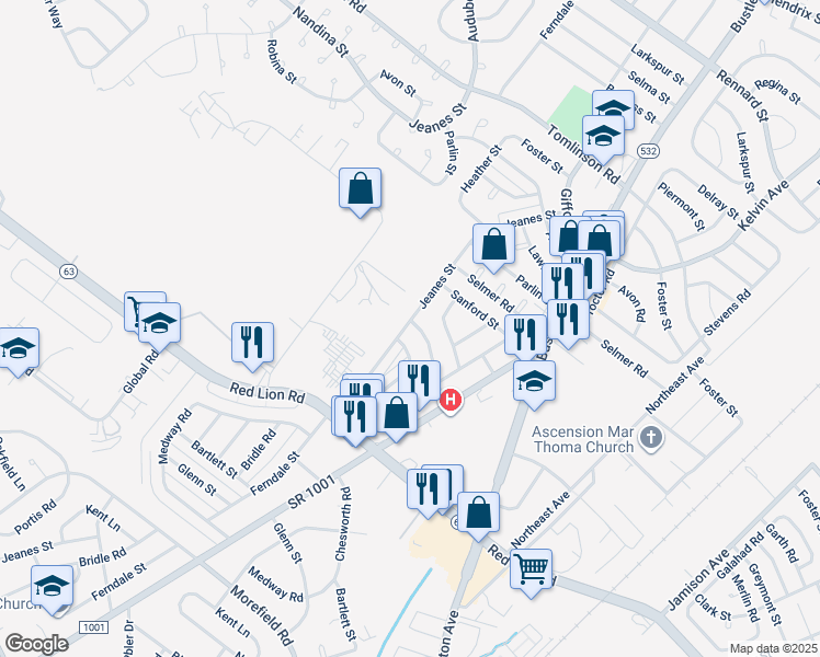 map of restaurants, bars, coffee shops, grocery stores, and more near 700 Greymont Street in Philadelphia