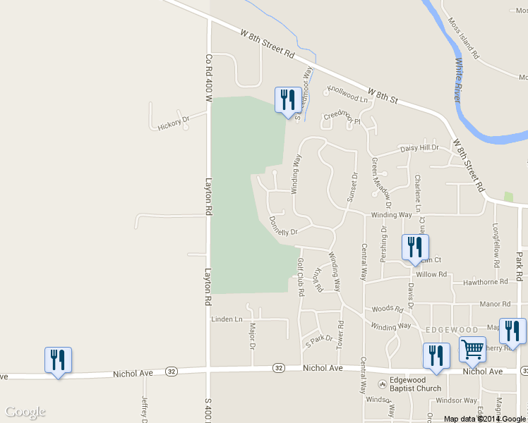 map of restaurants, bars, coffee shops, grocery stores, and more near 209 Donnelly Drive in Anderson