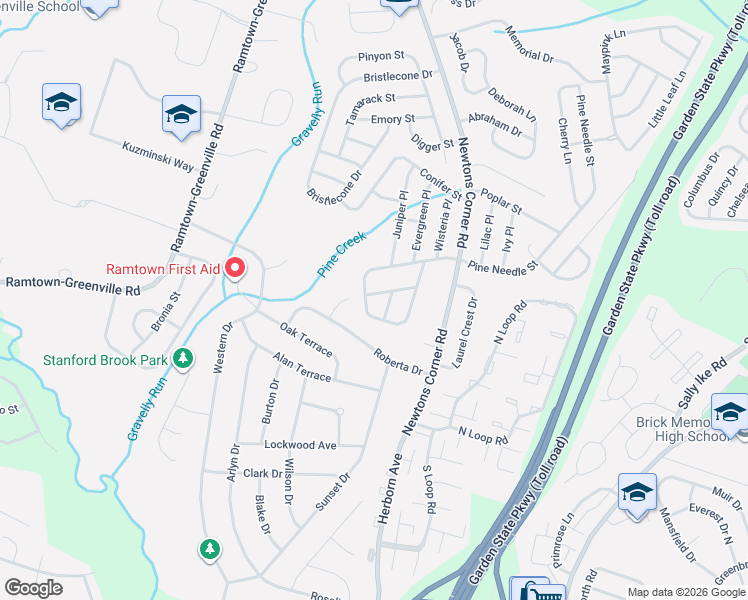 map of restaurants, bars, coffee shops, grocery stores, and more near 2 Pine Cone Lane in Howell Township