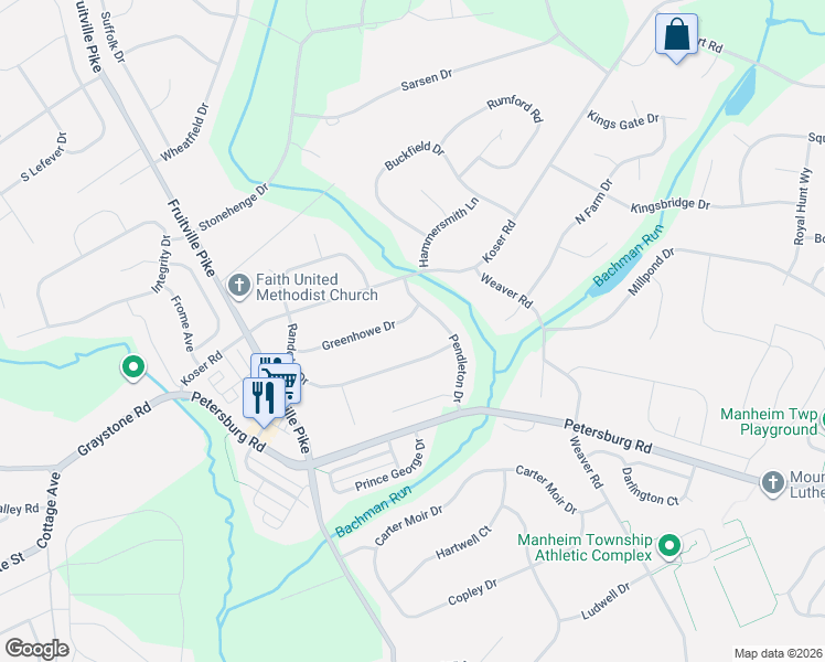map of restaurants, bars, coffee shops, grocery stores, and more near 505 Randolph Drive in Lititz