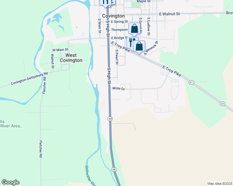 map of restaurants, bars, coffee shops, grocery stores, and more near 1 Julie Court in Covington
