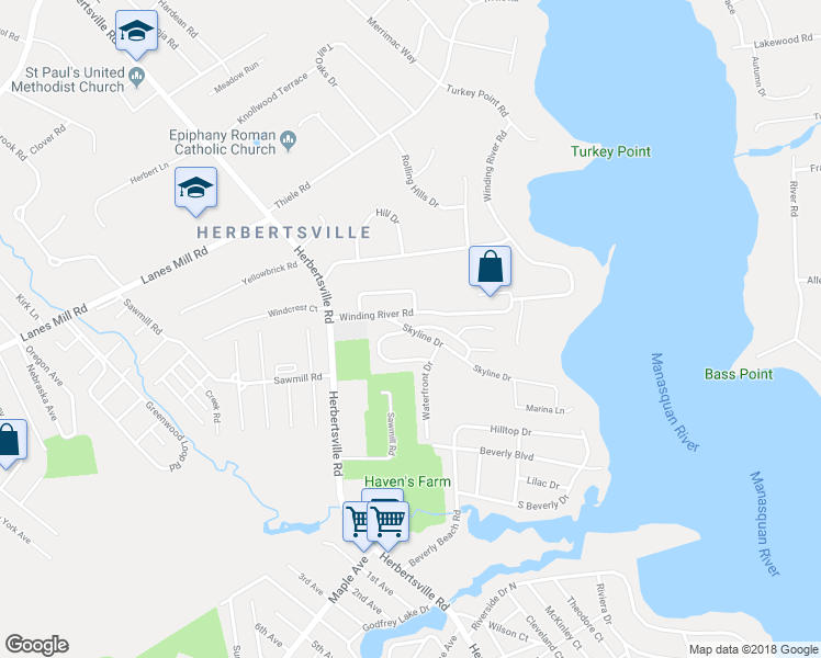 map of restaurants, bars, coffee shops, grocery stores, and more near 0 Pompton Plains Drive in Brick