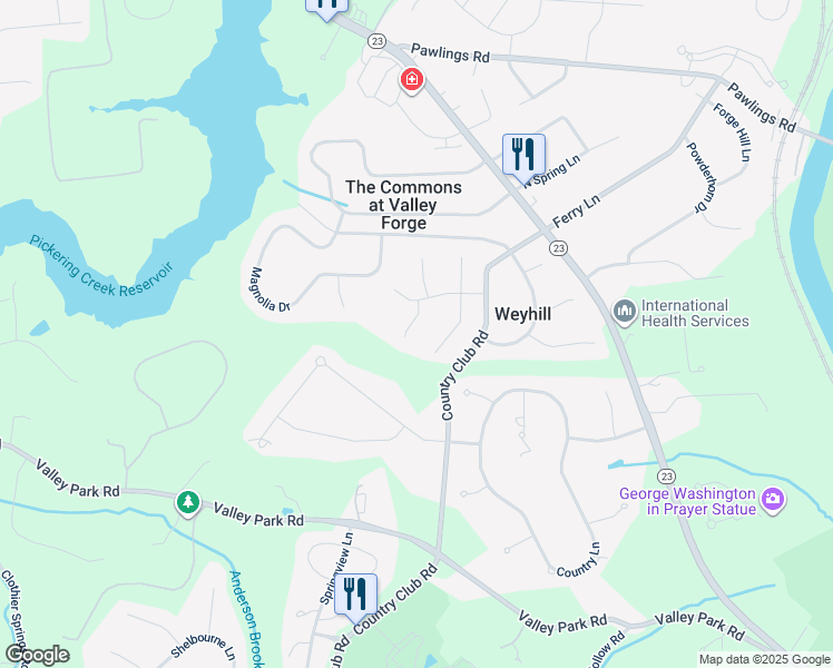 map of restaurants, bars, coffee shops, grocery stores, and more near 135 Winterberry Lane in Phoenixville
