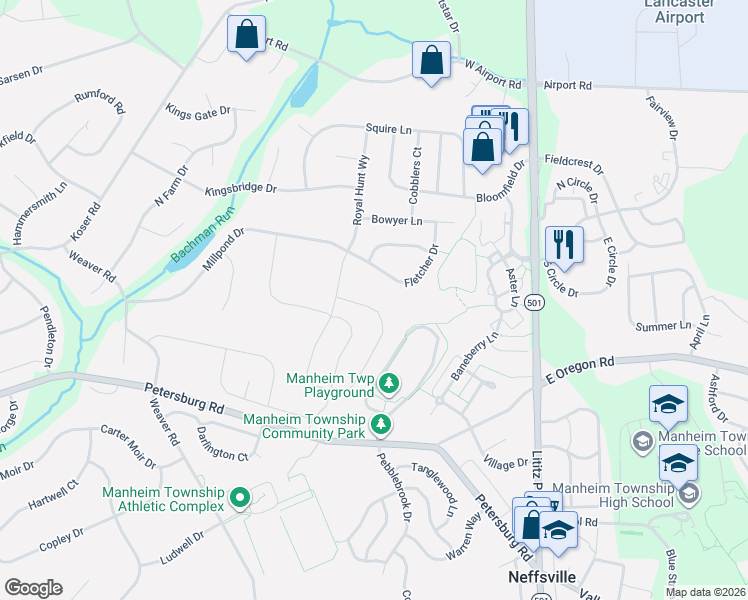 map of restaurants, bars, coffee shops, grocery stores, and more near in Neffsville