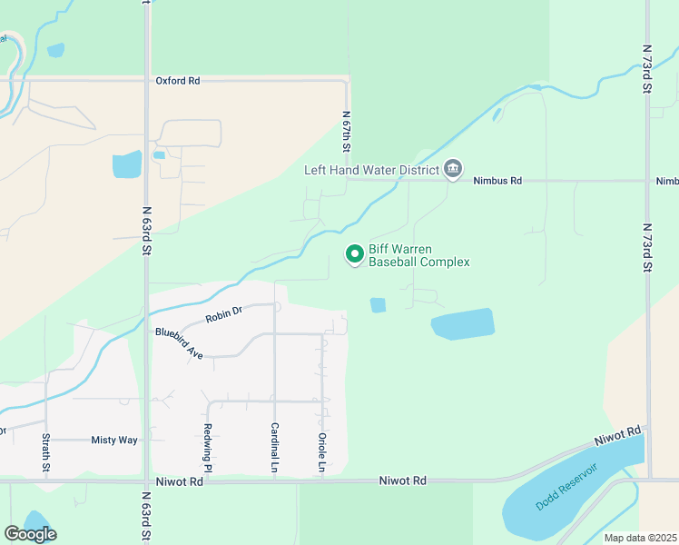map of restaurants, bars, coffee shops, grocery stores, and more near 6601-6699 Bluebird Avenue in Longmont