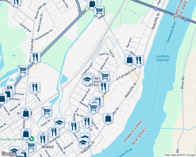 map of restaurants, bars, coffee shops, grocery stores, and more near 282 Hayes Street in Bristol
