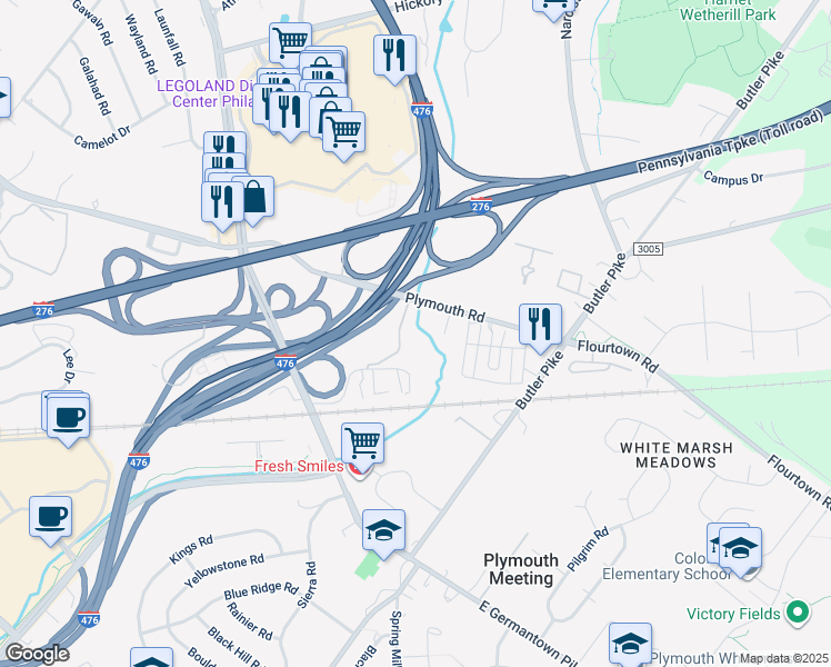 map of restaurants, bars, coffee shops, grocery stores, and more near 201 Plymouth Road in Plymouth Meeting