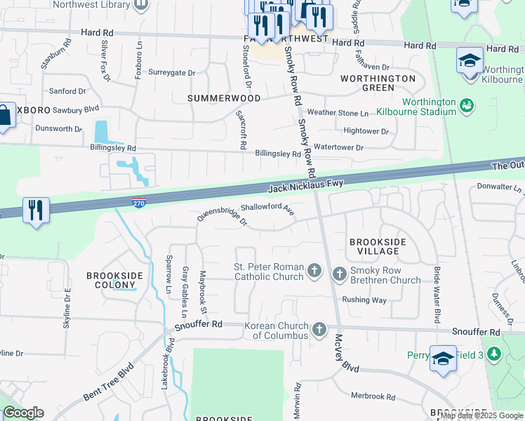 map of restaurants, bars, coffee shops, grocery stores, and more near 1954 Shallowford Avenue in Columbus