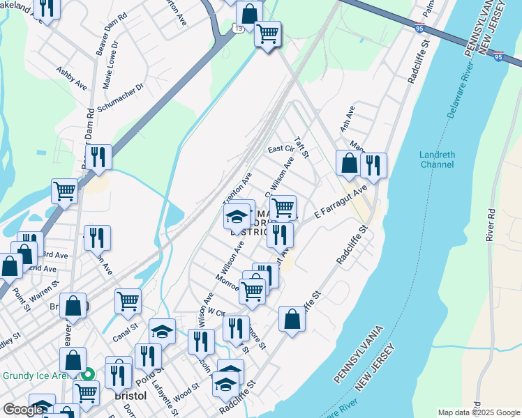 map of restaurants, bars, coffee shops, grocery stores, and more near 300 Hayes Street in Bristol