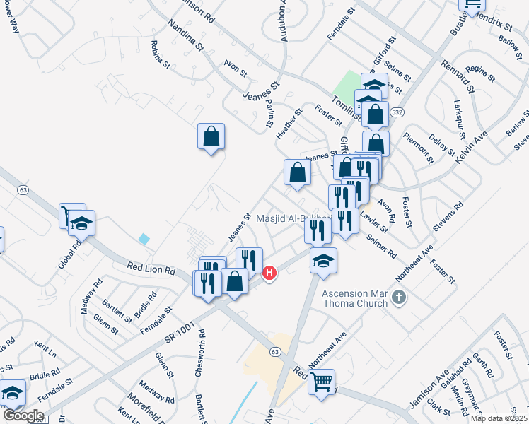 map of restaurants, bars, coffee shops, grocery stores, and more near 710 Kentwood Street in Philadelphia